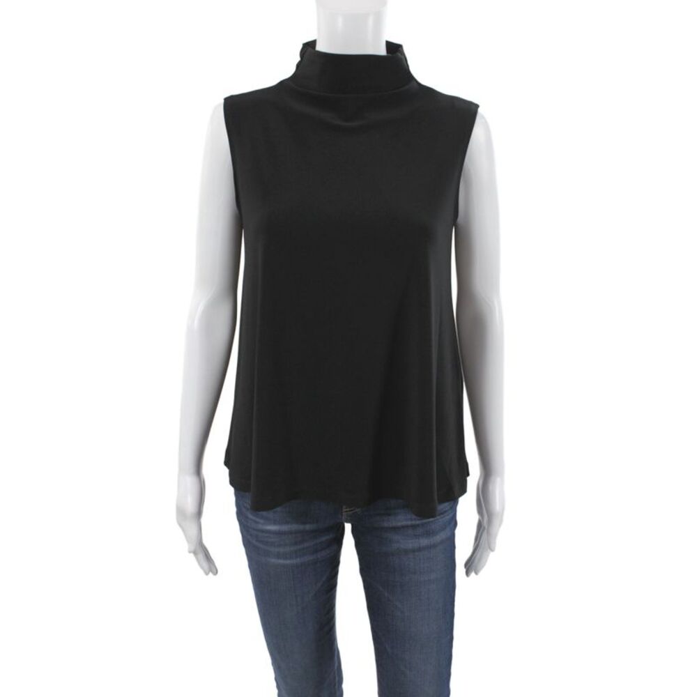 Sympli Womens Mock Neck Jersey Tank Black Sleeveless Size 4